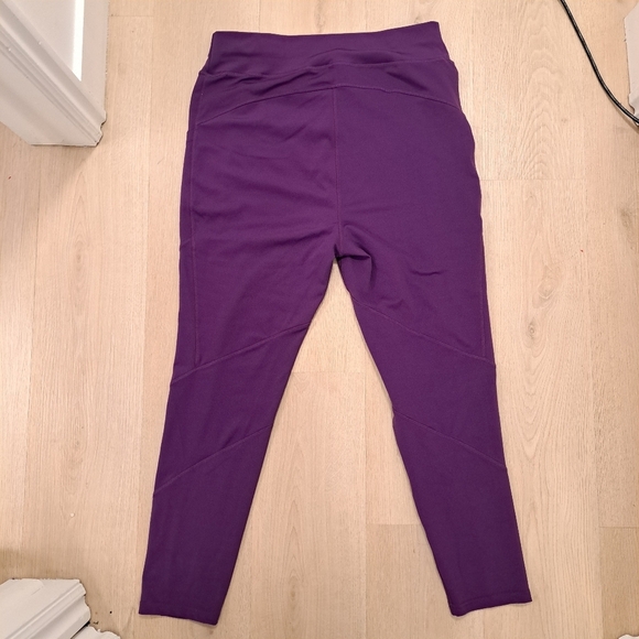 PopFit Purple Stretchy High Waisted Athletic Fitness Workout Leggings Size 2XL - Picture 2 of 7